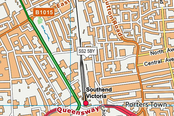 SS2 5BY map - OS VectorMap District (Ordnance Survey)