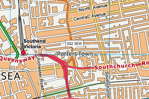 SS2 5EW map - OS VectorMap District (Ordnance Survey)