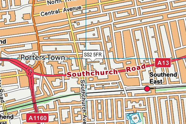 SS2 5FR map - OS VectorMap District (Ordnance Survey)