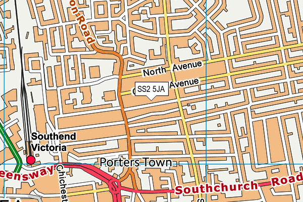 SS2 5JA map - OS VectorMap District (Ordnance Survey)