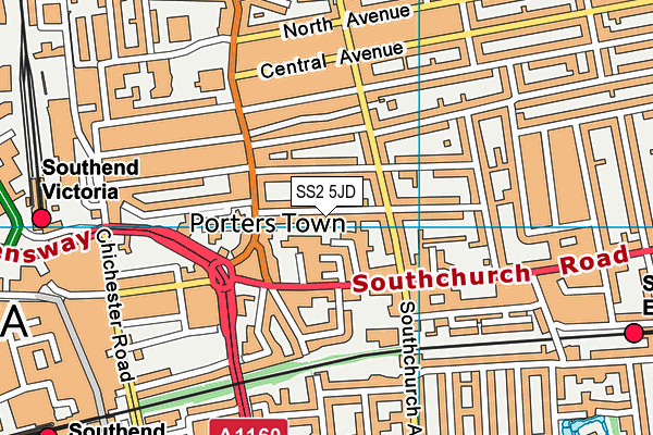 SS2 5JD map - OS VectorMap District (Ordnance Survey)