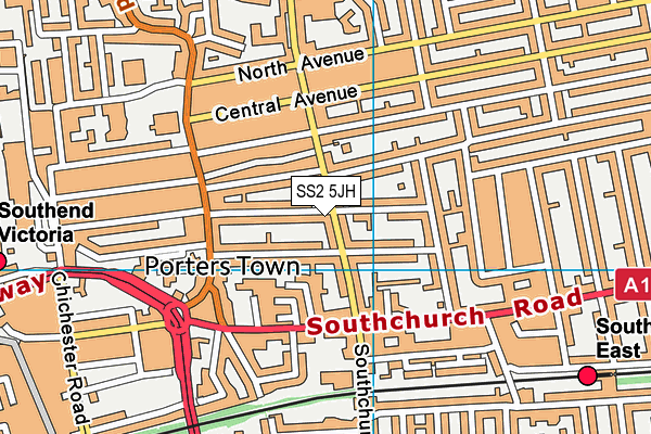 SS2 5JH map - OS VectorMap District (Ordnance Survey)