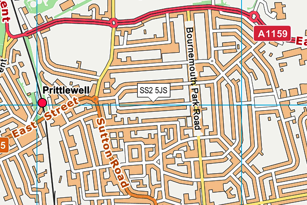 SS2 5JS map - OS VectorMap District (Ordnance Survey)