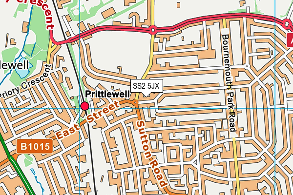 SS2 5JX map - OS VectorMap District (Ordnance Survey)