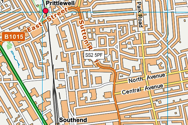 SS2 5PF map - OS VectorMap District (Ordnance Survey)