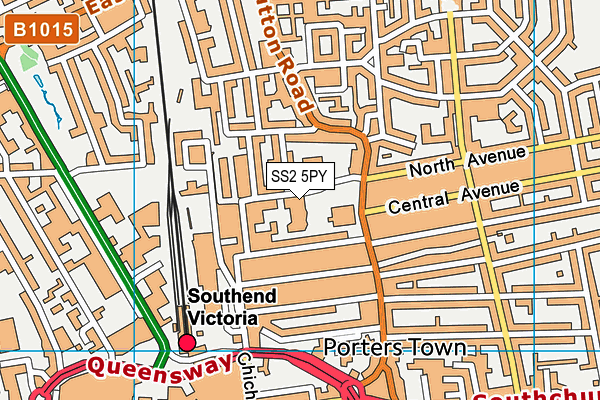 SS2 5PY map - OS VectorMap District (Ordnance Survey)