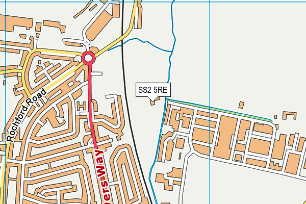 SS2 5RE map - OS VectorMap District (Ordnance Survey)