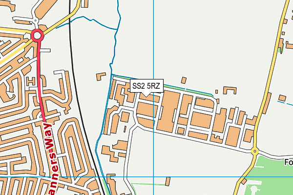 SS2 5RZ map - OS VectorMap District (Ordnance Survey)
