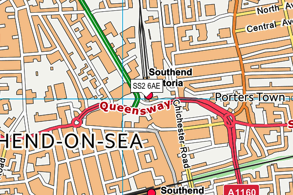 SS2 6AE map - OS VectorMap District (Ordnance Survey)