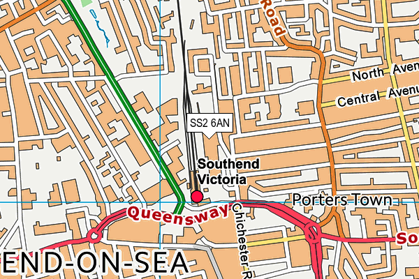 SS2 6AN map - OS VectorMap District (Ordnance Survey)