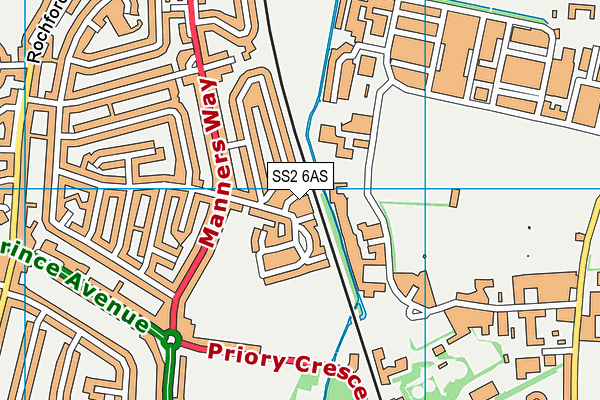 SS2 6AS map - OS VectorMap District (Ordnance Survey)