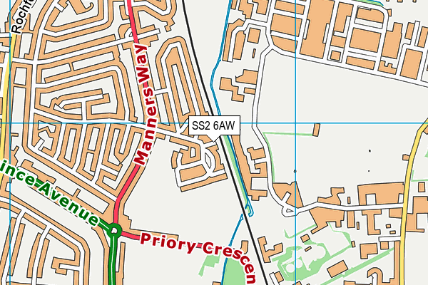 SS2 6AW map - OS VectorMap District (Ordnance Survey)