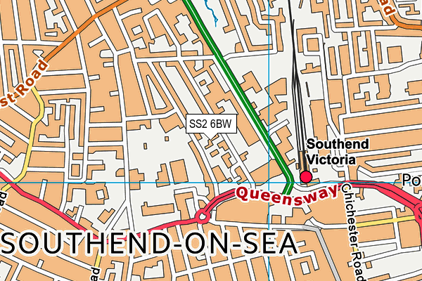 SS2 6BW map - OS VectorMap District (Ordnance Survey)