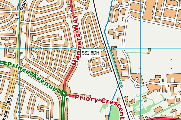 SS2 6DH map - OS VectorMap District (Ordnance Survey)