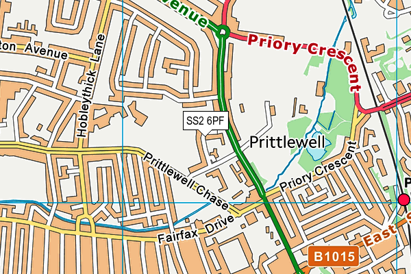 SS2 6PF map - OS VectorMap District (Ordnance Survey)