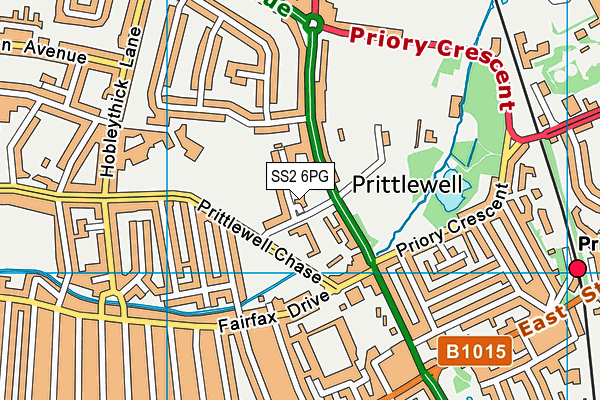 SS2 6PG map - OS VectorMap District (Ordnance Survey)