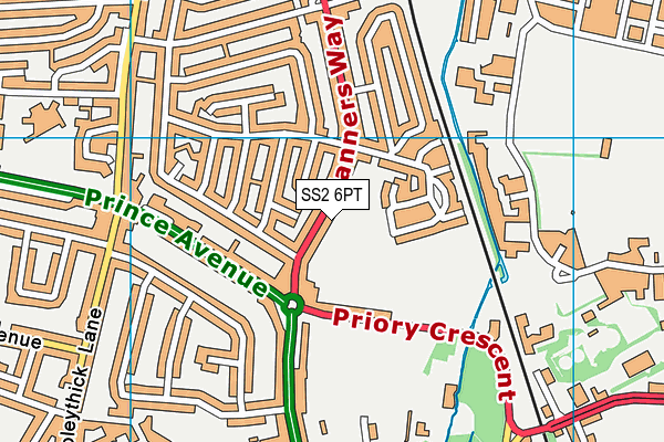 SS2 6PT map - OS VectorMap District (Ordnance Survey)