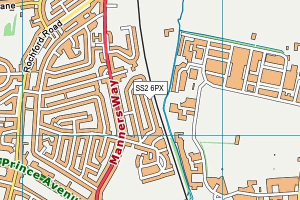 SS2 6PX map - OS VectorMap District (Ordnance Survey)