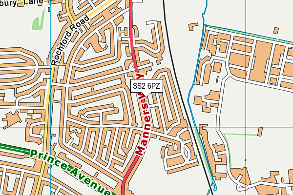 SS2 6PZ map - OS VectorMap District (Ordnance Survey)