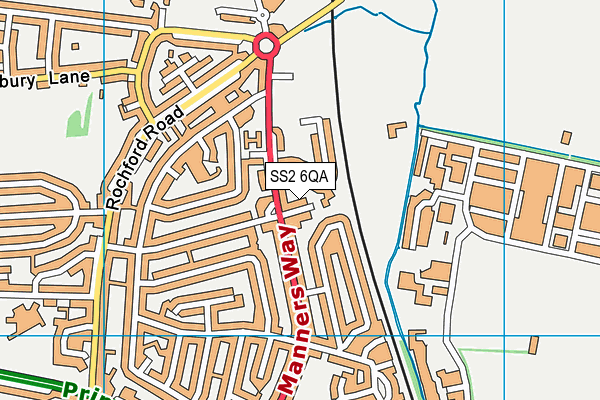 SS2 6QA map - OS VectorMap District (Ordnance Survey)