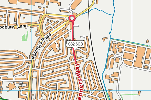 SS2 6QB map - OS VectorMap District (Ordnance Survey)