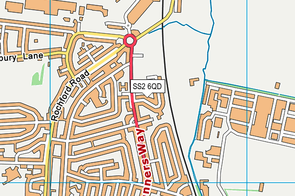 SS2 6QD map - OS VectorMap District (Ordnance Survey)
