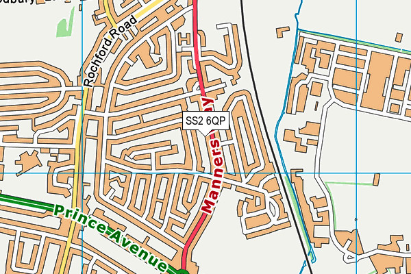 SS2 6QP map - OS VectorMap District (Ordnance Survey)