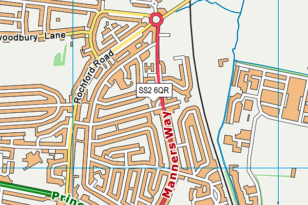 SS2 6QR map - OS VectorMap District (Ordnance Survey)