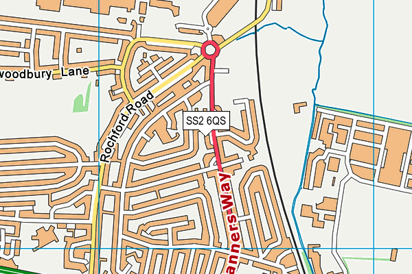 SS2 6QS map - OS VectorMap District (Ordnance Survey)