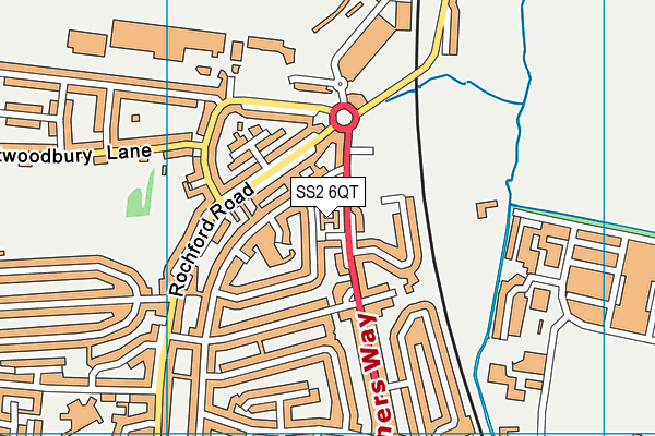 SS2 6QT map - OS VectorMap District (Ordnance Survey)