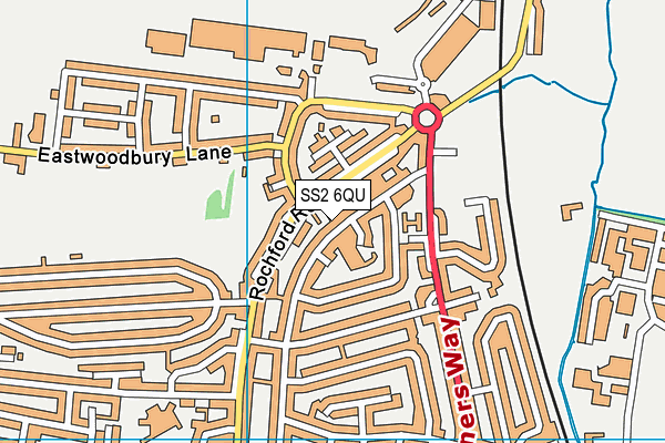 SS2 6QU map - OS VectorMap District (Ordnance Survey)