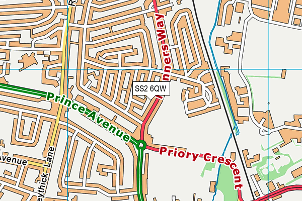 SS2 6QW map - OS VectorMap District (Ordnance Survey)