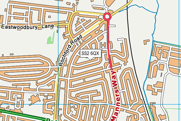 SS2 6QX map - OS VectorMap District (Ordnance Survey)