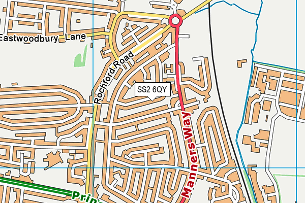 SS2 6QY map - OS VectorMap District (Ordnance Survey)