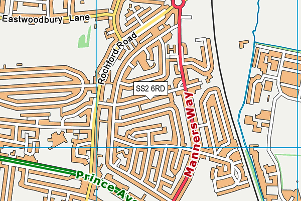 SS2 6RD map - OS VectorMap District (Ordnance Survey)