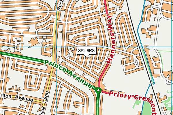 SS2 6RS map - OS VectorMap District (Ordnance Survey)