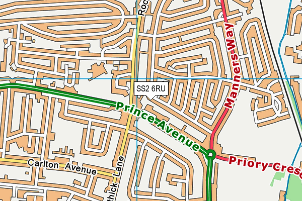 SS2 6RU map - OS VectorMap District (Ordnance Survey)