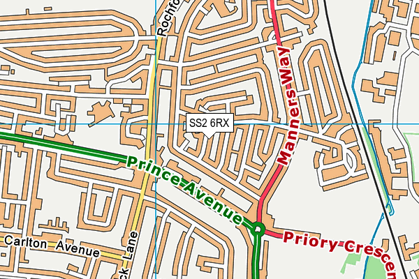 SS2 6RX map - OS VectorMap District (Ordnance Survey)