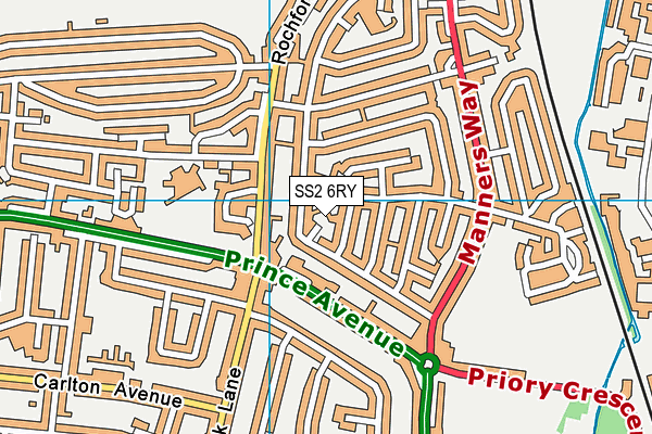 SS2 6RY map - OS VectorMap District (Ordnance Survey)