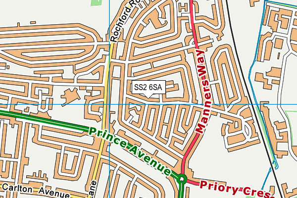 SS2 6SA map - OS VectorMap District (Ordnance Survey)