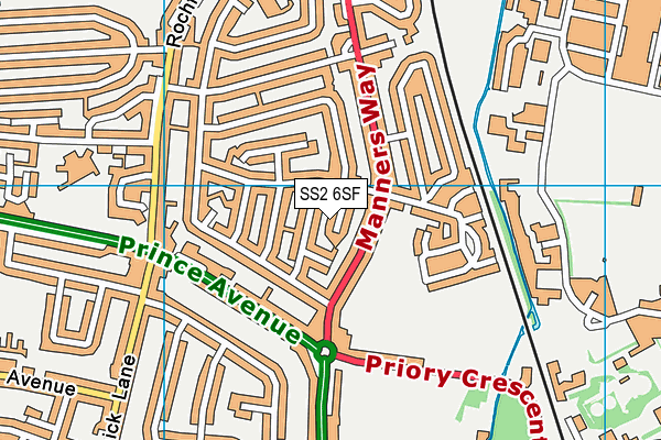 SS2 6SF map - OS VectorMap District (Ordnance Survey)