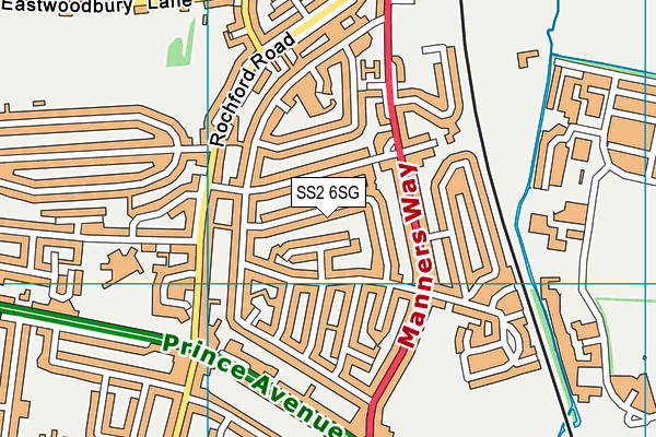 SS2 6SG map - OS VectorMap District (Ordnance Survey)