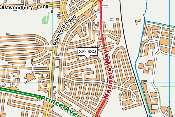 SS2 6SQ map - OS VectorMap District (Ordnance Survey)