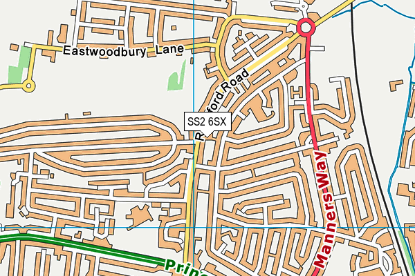 SS2 6SX map - OS VectorMap District (Ordnance Survey)