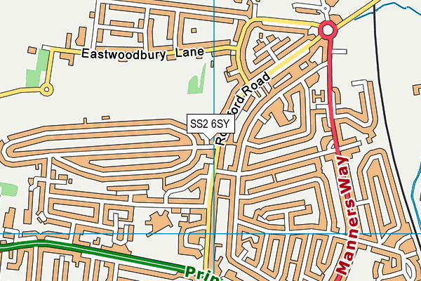 SS2 6SY map - OS VectorMap District (Ordnance Survey)