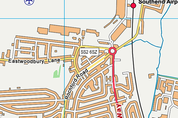 SS2 6SZ map - OS VectorMap District (Ordnance Survey)