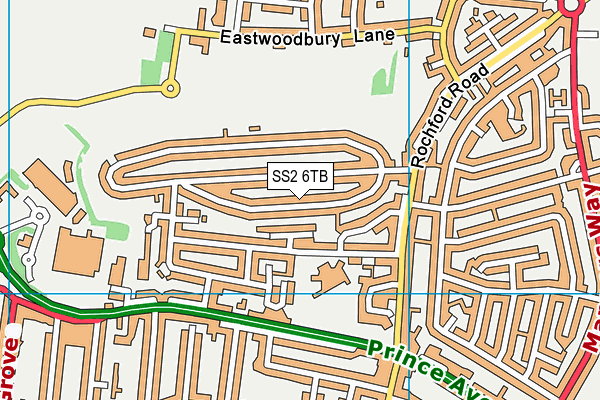 SS2 6TB map - OS VectorMap District (Ordnance Survey)