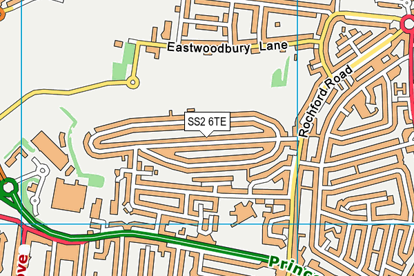 SS2 6TE map - OS VectorMap District (Ordnance Survey)