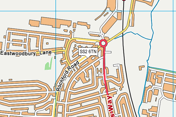 SS2 6TN map - OS VectorMap District (Ordnance Survey)