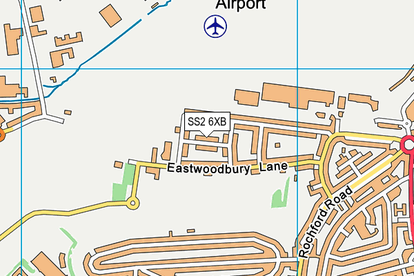 SS2 6XB map - OS VectorMap District (Ordnance Survey)